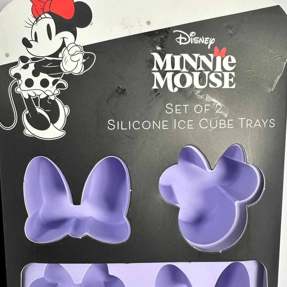 Disney Mickey Minnie Mouse Silicone Ice Cube‎ Trays Set of 2 Purple Lavender New